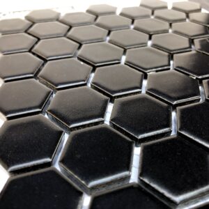PASTILHA HEXAGONAL PRETA GLASS MOSAIC