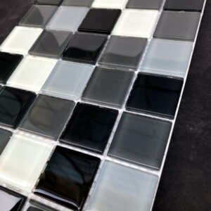 PASTILHAS DE VIDRO GLASS MOSAIC - CINZA/PRETO/BRANCO - MESCLADA