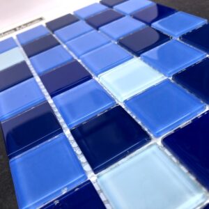 PASTILHAS DE VIDRO GLASS MOSAIC - AZUL MESCLADA