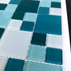 PASTILHAS DE VIDRO GLASS MOSAC - AZUL ESVERDEADO