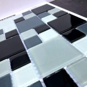 PASTILHAS DE VIDRO CRISTAL – PRETO/BRANCO/CINZA MESCLADA